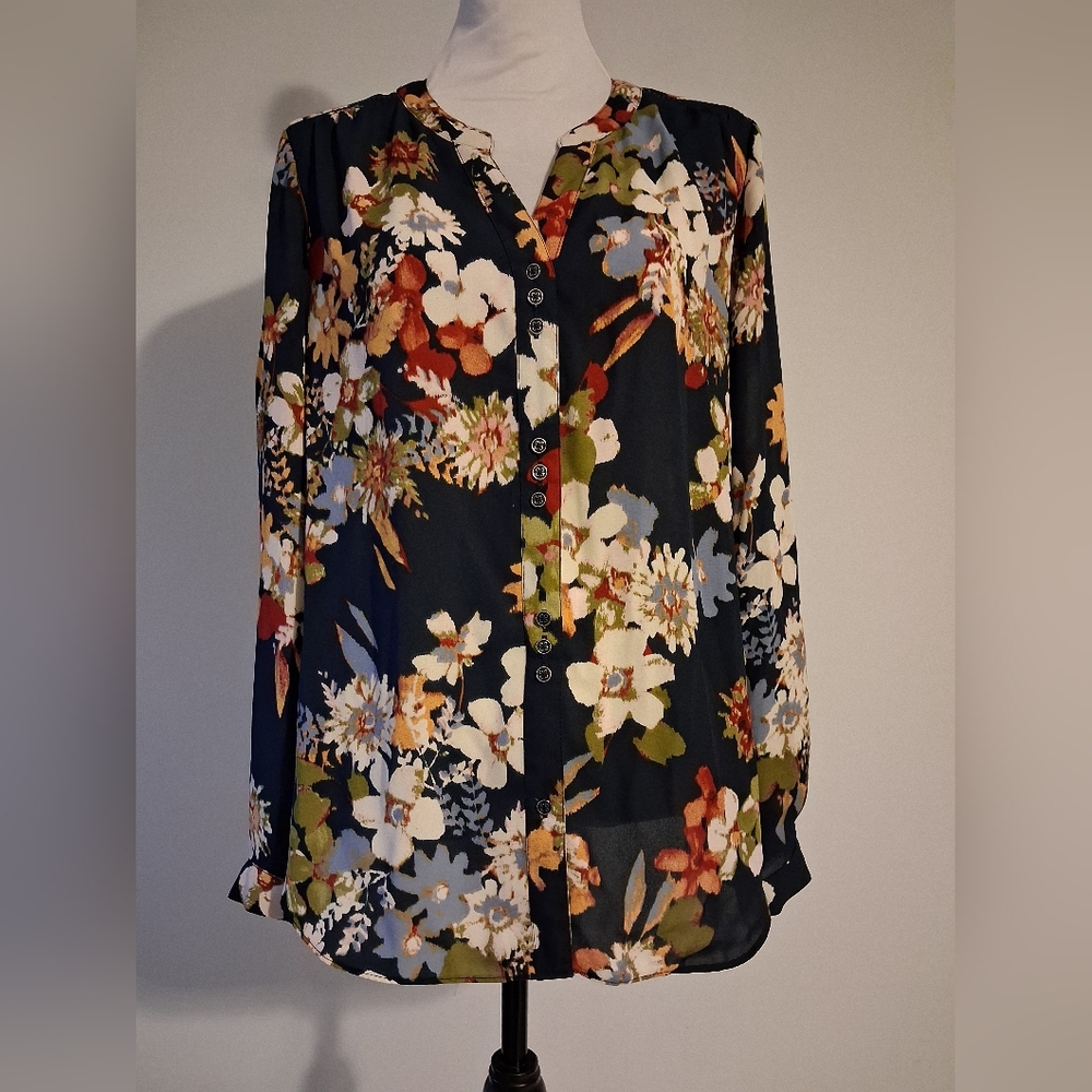 Floral Button-Up Blouse - Multicolor